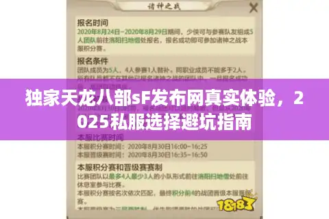 独家天龙八部sF发布网真实体验，2025私服选择避坑指南