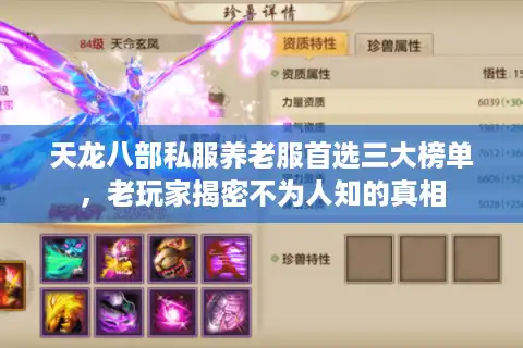 天龙八部私服养老服首选三大榜单，老玩家揭密不为人知的真相