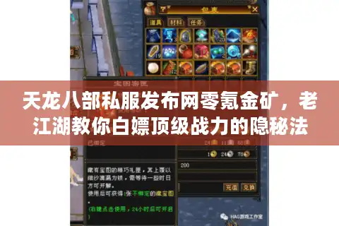 天龙八部私服发布网零氪金矿，老江湖教你白嫖顶级战力的隐秘法则