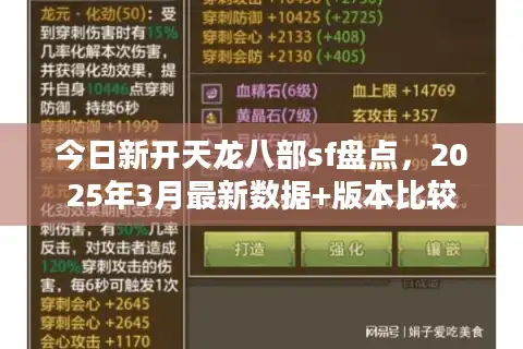 今日新开天龙八部sf盘点，2025年3月最新数据+版本比较