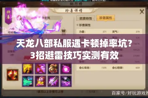 天龙八部私服遇卡顿掉率坑？3招避雷技巧实测有效