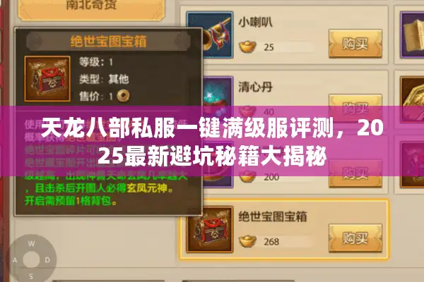 天龙八部私服一键满级服评测，2025最新避坑秘籍大揭秘