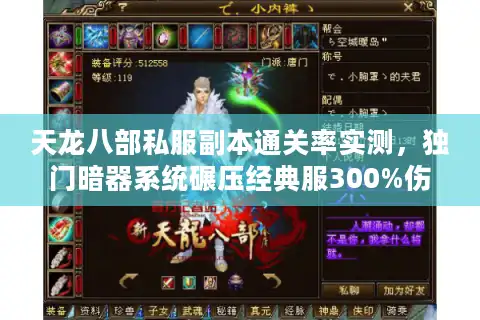 天龙八部私服副本通关率实测，独门暗器系统碾压经典服300%伤害
