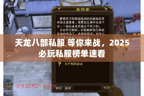 天龙八部私服 等你来战，2025必玩私服榜单速看