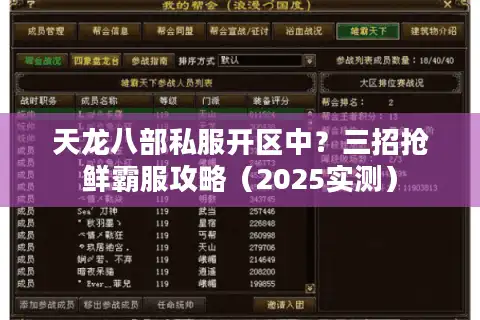 天龙八部私服开区中？三招抢鲜霸服攻略（2025实测）