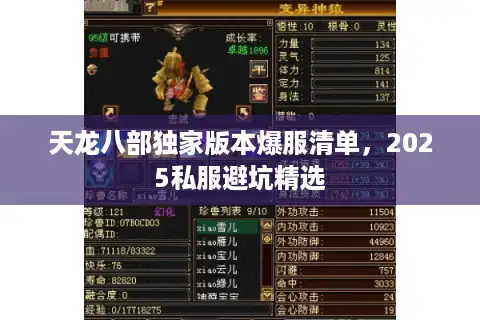 天龙八部独家版本爆服清单，2025私服避坑精选