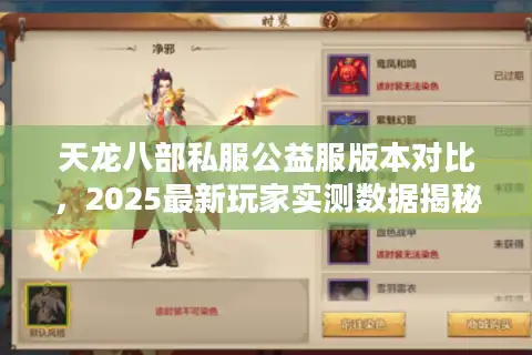 天龙八部私服公益服版本对比，2025最新玩家实测数据揭秘隐藏最优选