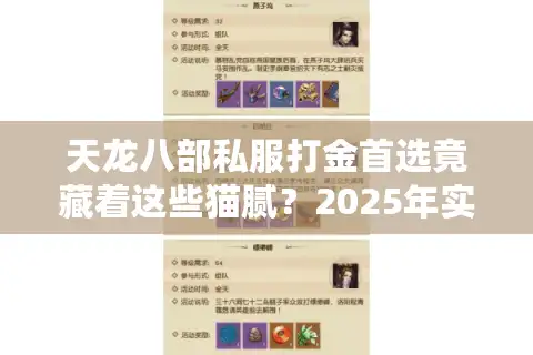 天龙八部私服打金首选竟藏着这些猫腻？2025年实测避坑手册