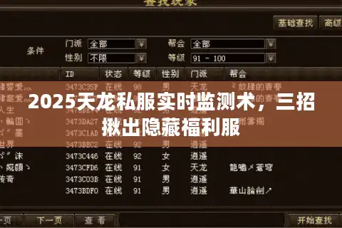 2025天龙私服实时监测术，三招揪出隐藏福利服