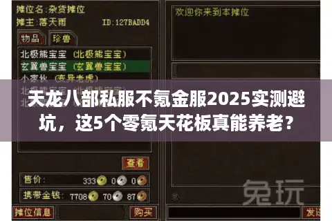 天龙八部私服不氪金服2025实测避坑，这5个零氪天花板真能养老？