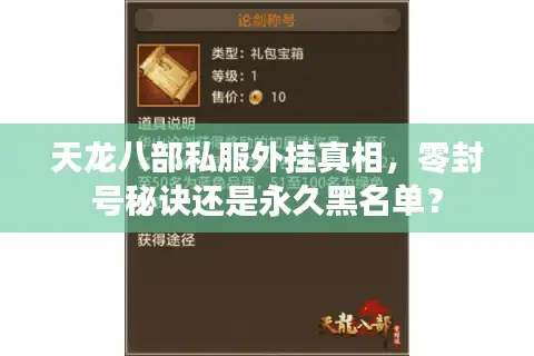 天龙八部私服外挂真相，零封号秘诀还是永久黑名单？