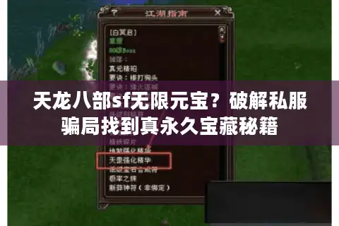 天龙八部sf无限元宝？破解私服骗局找到真永久宝藏秘籍
