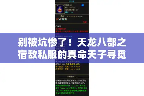 别被坑惨了！天龙八部之宿敌私服的真命天子寻觅术