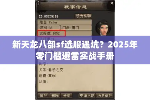 新天龙八部sf选服遇坑？2025年零门槛避雷实战手册
