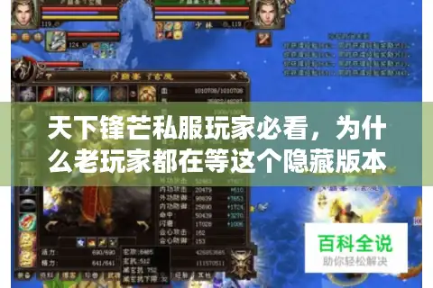 天下锋芒私服玩家必看，为什么老玩家都在等这个隐藏版本？