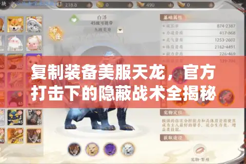 复制装备美服天龙，官方打击下的隐蔽战术全揭秘