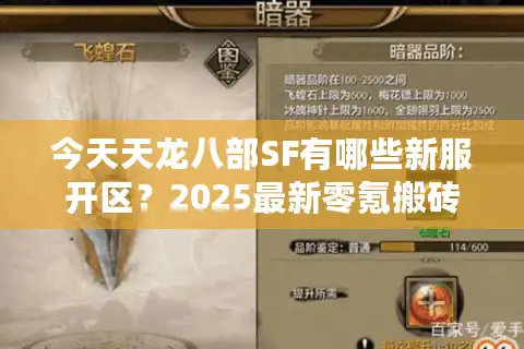 今天天龙八部SF有哪些新服开区？2025最新零氪搬砖攻略