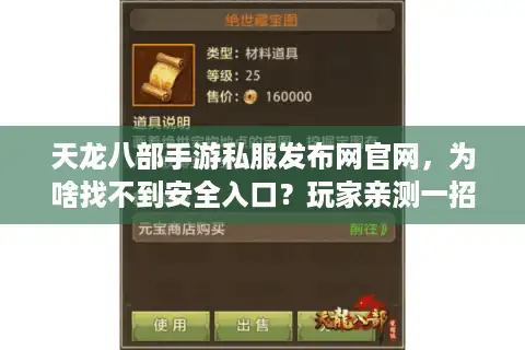 天龙八部手游私服发布网官网，为啥找不到安全入口？玩家亲测一招破解！
