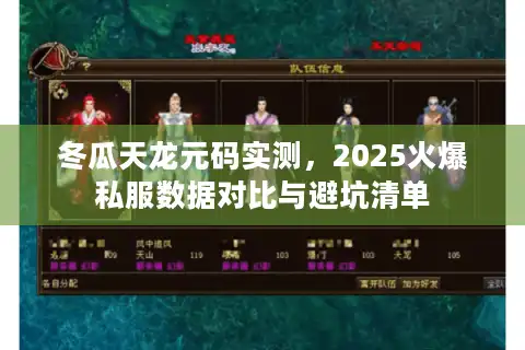 冬瓜天龙元码实测，2025火爆私服数据对比与避坑清单