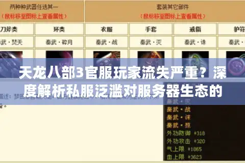 天龙八部3官服玩家流失严重？深度解析私服泛滥对服务器生态的破坏