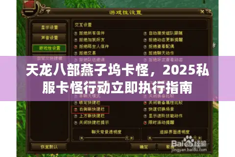 天龙八部燕子坞卡怪，2025私服卡怪行动立即执行指南