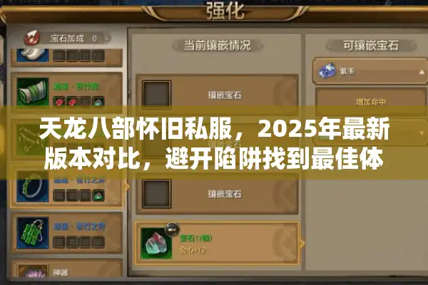 天龙八部怀旧私服，2025年最新版本对比，避开陷阱找到最佳体验