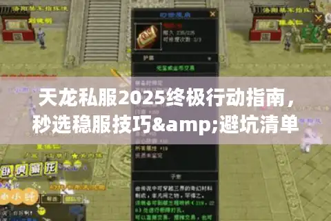 天龙私服2025终极行动指南，秒选稳服技巧&避坑清单