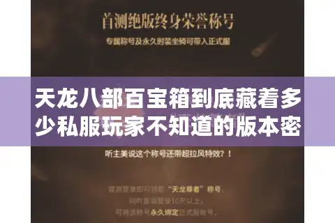 天龙八部百宝箱到底藏着多少私服玩家不知道的版本密码？