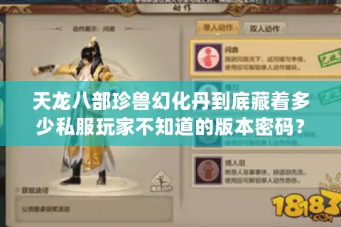 天龙八部珍兽幻化丹到底藏着多少私服玩家不知道的版本密码？