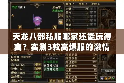天龙八部私服哪家还能玩得爽？实测3款高爆服的激情密码