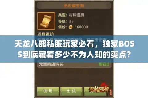 天龙八部私服玩家必看，独家BOSS到底藏着多少不为人知的爽点？