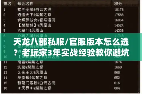 天龙八部私服/官服版本怎么选？老玩家3年实战经验教你避坑+全攻略
