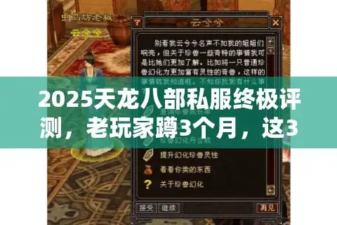 2025天龙八部私服终极评测，老玩家蹲3个月，这3个版本才是真能玩