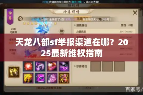 天龙八部sf举报渠道在哪？2025最新维权指南