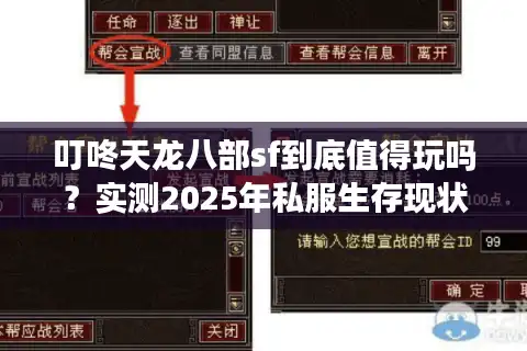 叮咚天龙八部sf到底值得玩吗？实测2025年私服生存现状