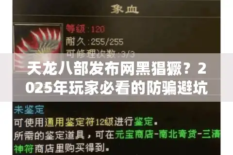 天龙八部发布网黑猖獗？2025年玩家必看的防骗避坑指南