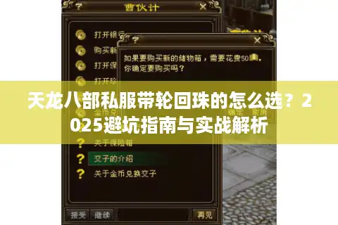 天龙八部私服带轮回珠的怎么选？2025避坑指南与实战解析