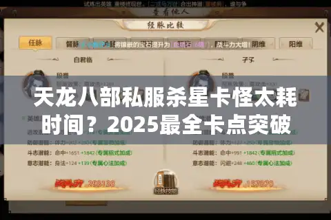 天龙八部私服杀星卡怪太耗时间？2025最全卡点突破与效率翻倍指南