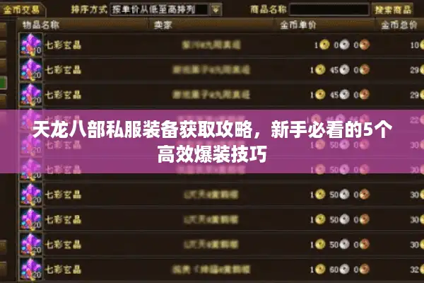 天龙八部私服装备获取攻略，新手必看的5个高效爆装技巧