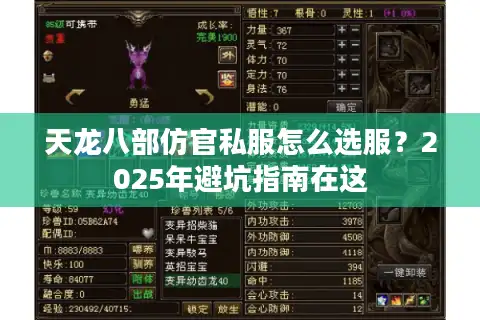 天龙八部仿官私服怎么选服？2025年避坑指南在这