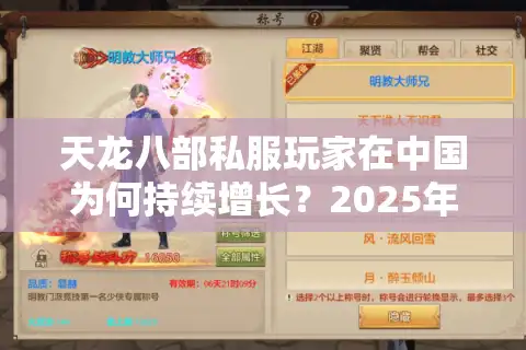 天龙八部私服玩家在中国为何持续增长？2025年数据揭示真相