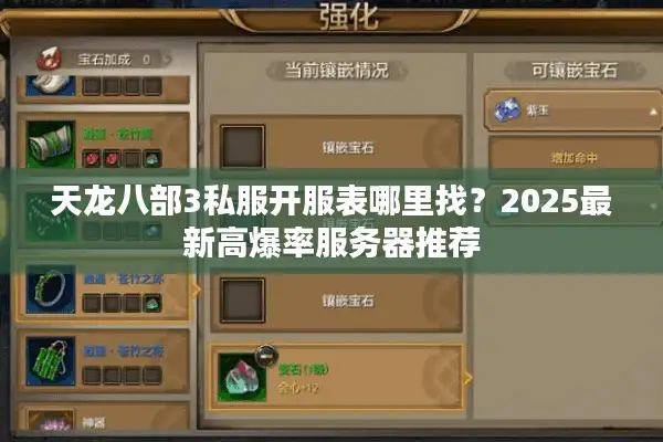 天龙八部3私服开服表哪里找？2025最新高爆率服务器推荐