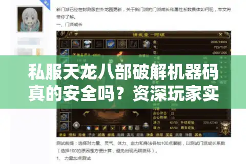 私服天龙八部破解机器码真的安全吗？资深玩家实测避坑指南