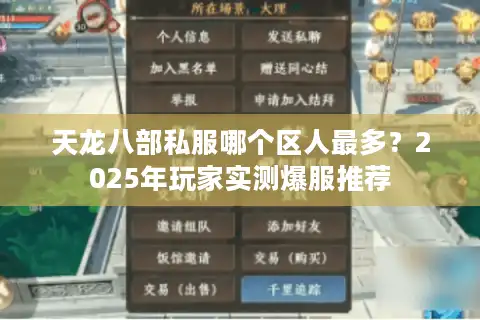 天龙八部私服哪个区人最多？2025年玩家实测爆服推荐