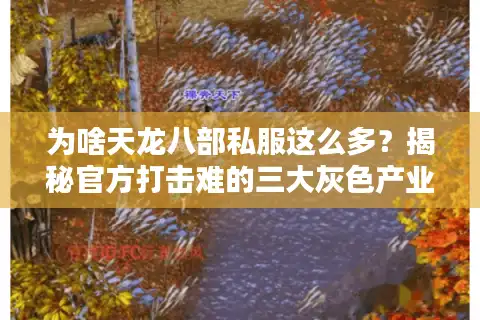 为啥天龙八部私服这么多？揭秘官方打击难的三大灰色产业链
