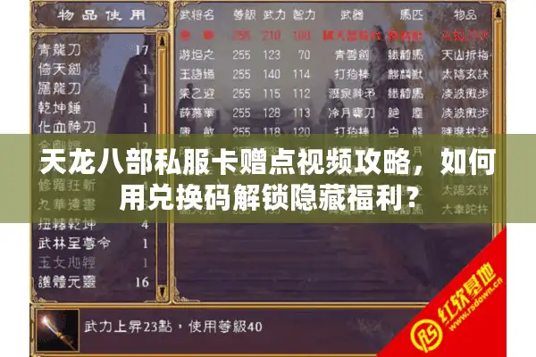 天龙八部私服卡赠点视频攻略，如何用兑换码解锁隐藏福利？