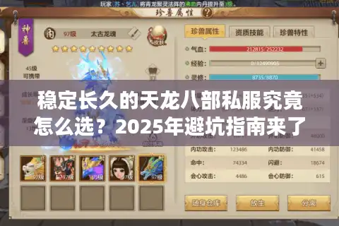 稳定长久的天龙八部私服究竟怎么选？2025年避坑指南来了