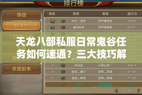 天龙八部私服日常鬼谷任务如何速通？三大技巧解锁隐藏福利