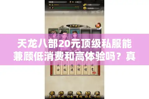 天龙八部20元顶级私服能兼顾低消费和高体验吗？真实测评揭秘