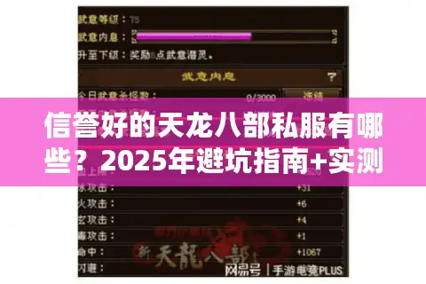 信誉好的天龙八部私服有哪些？2025年避坑指南+实测推荐